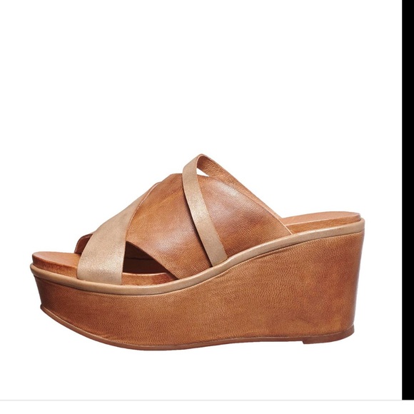 Antelope Shoes - Antelope two tone hi slide taupe leather mules